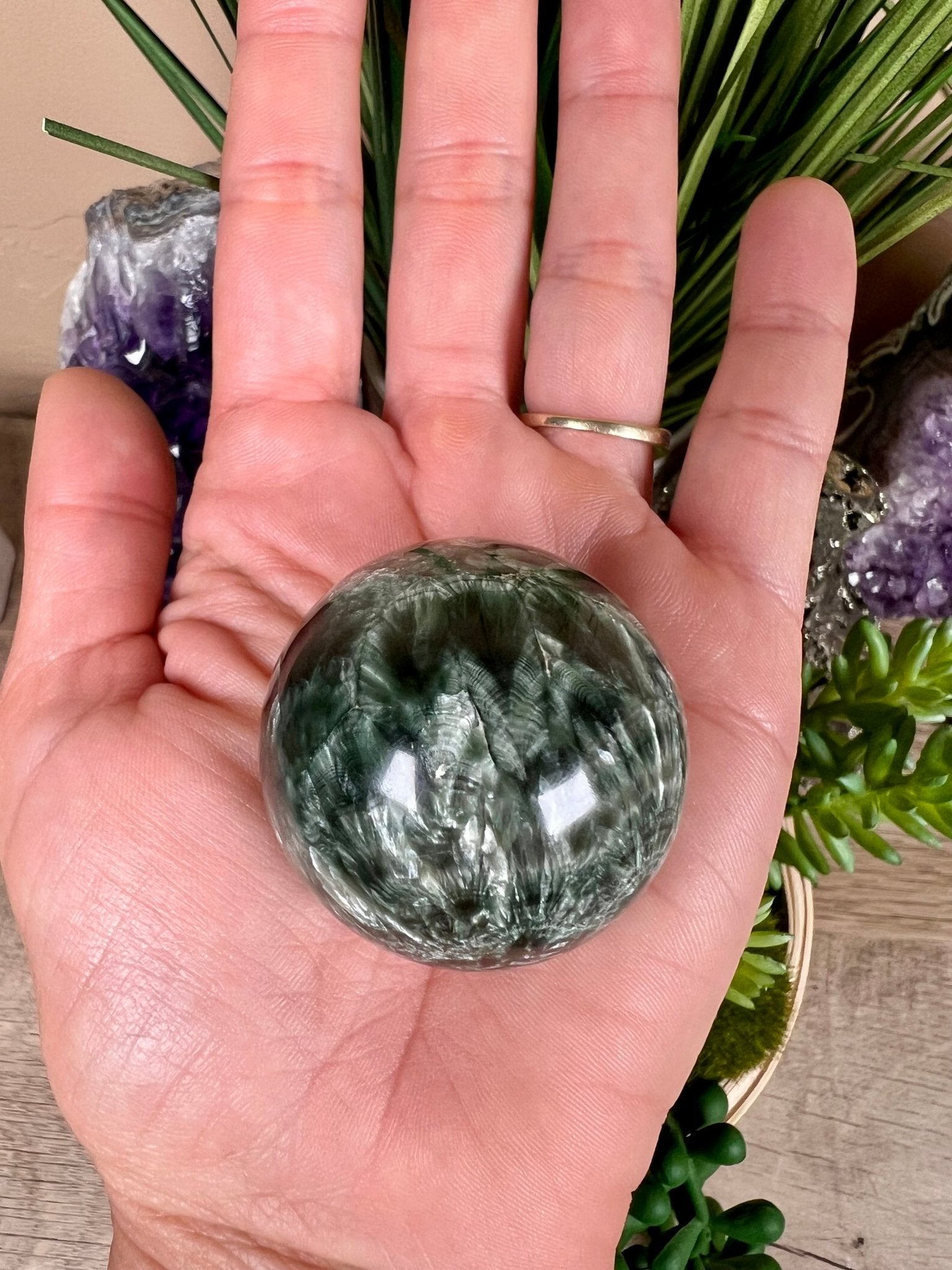 Seraphinite Sphere 40mm (1.6") - Purple Door Alchemy