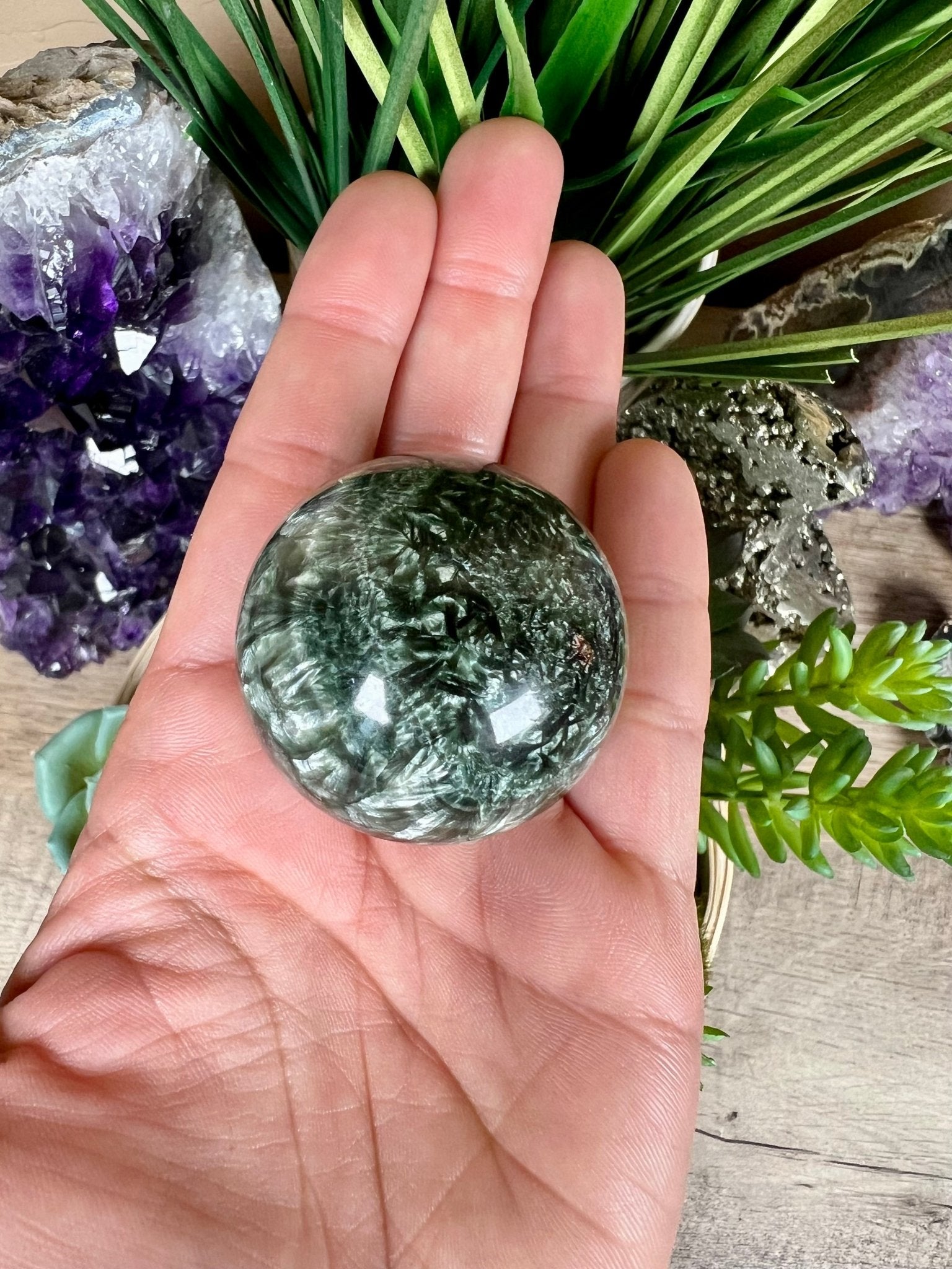 Seraphinite Sphere 40mm (1.6") - Purple Door Alchemy