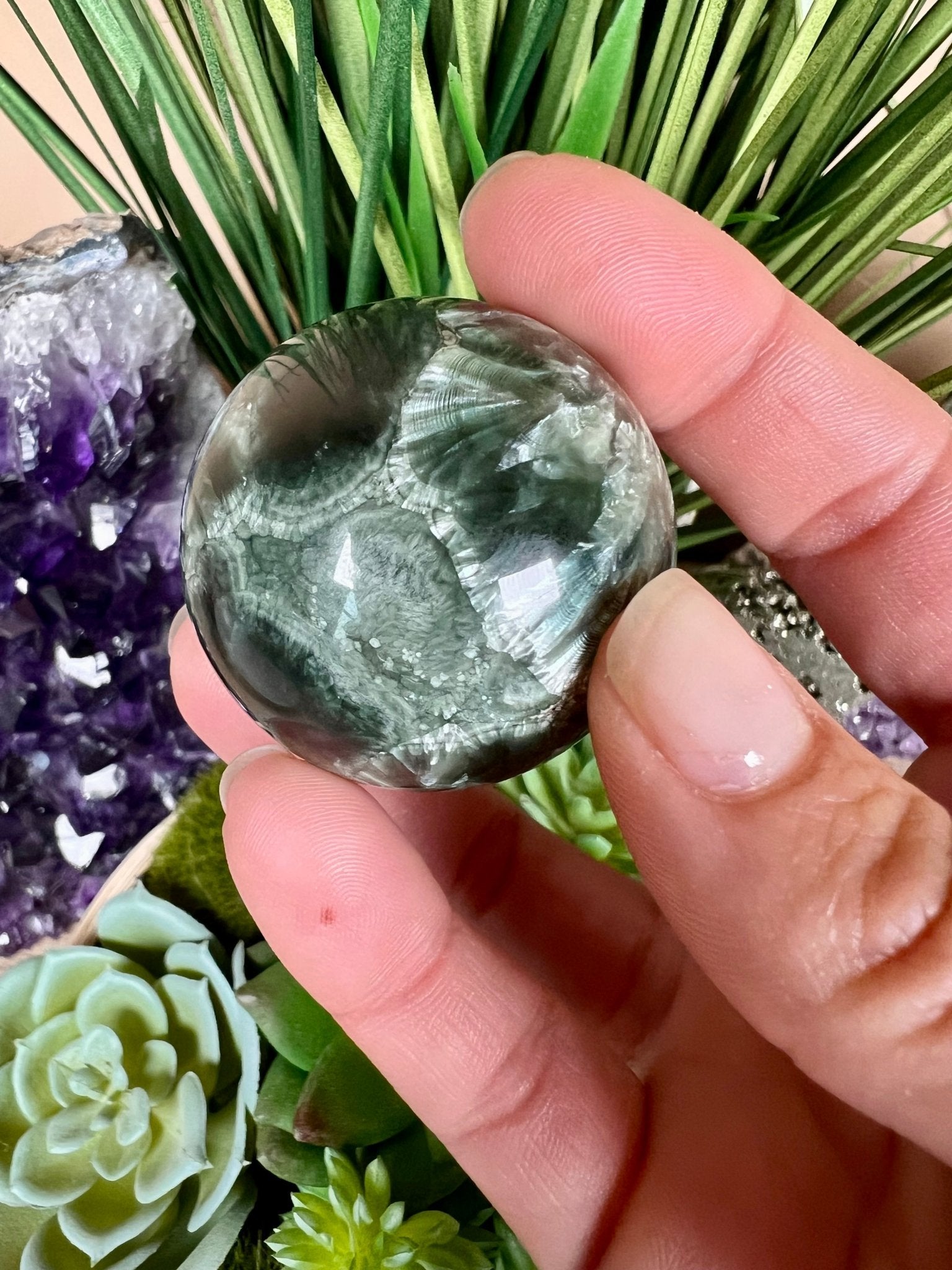 Seraphinite Sphere 40mm (1.6") - Purple Door Alchemy
