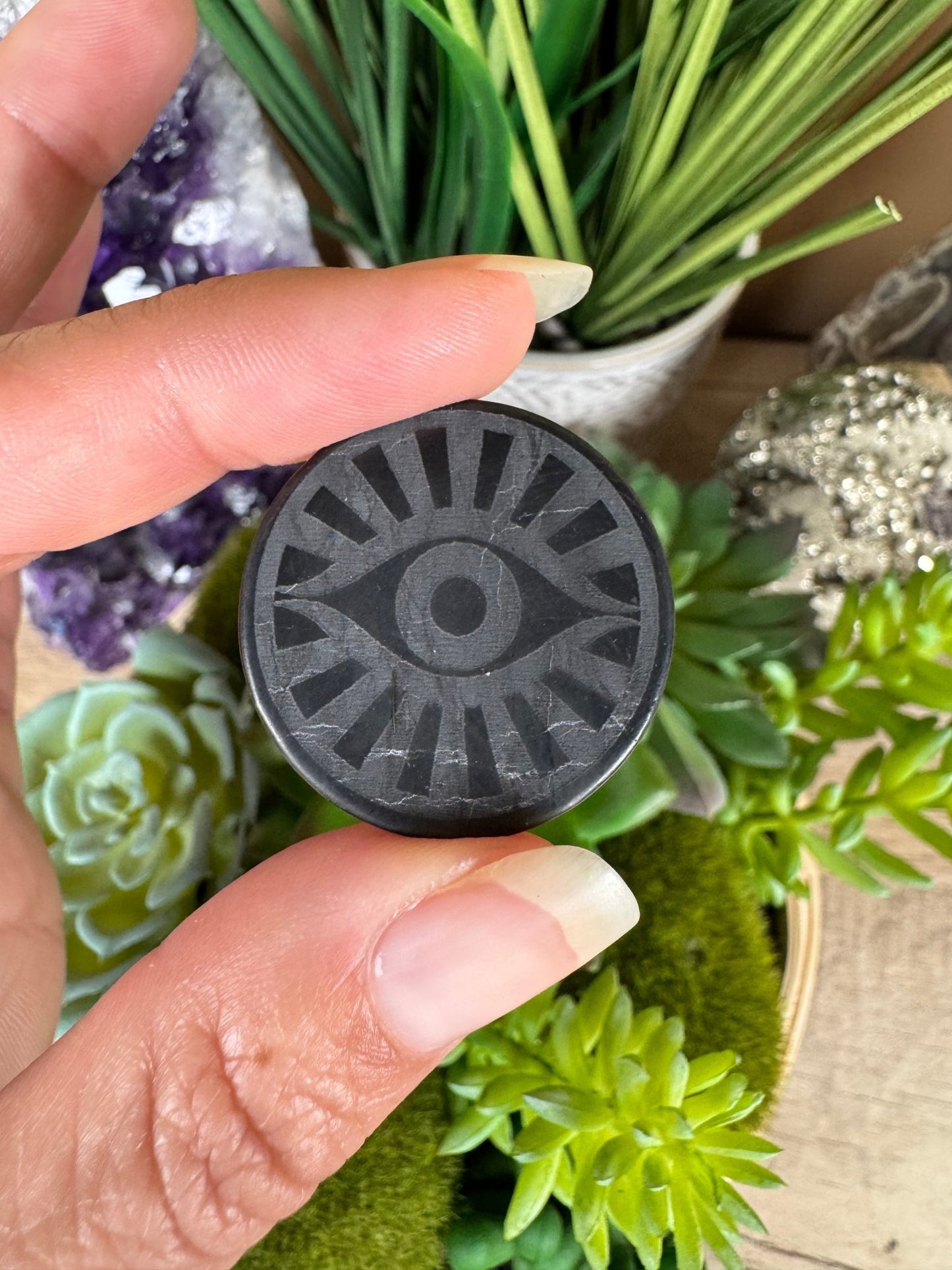 Shungite Evil Eye EMF Protection Sticker - Purple Door Alchemy