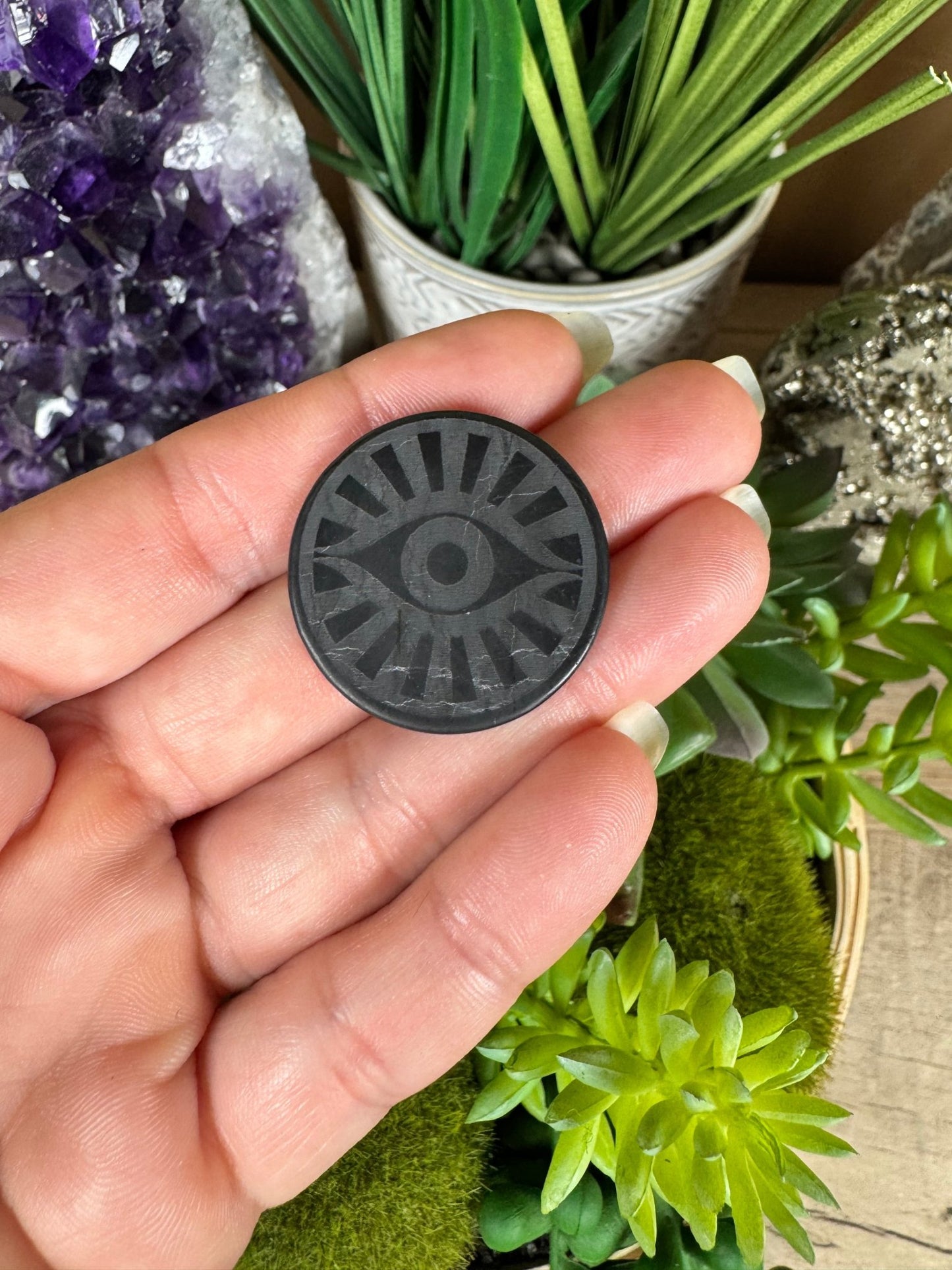 Shungite Evil Eye EMF Protection Sticker - Purple Door Alchemy