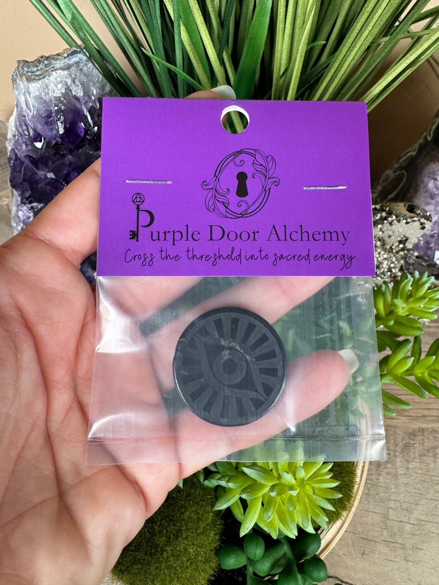 Shungite Evil Eye EMF Protection Sticker - Purple Door Alchemy