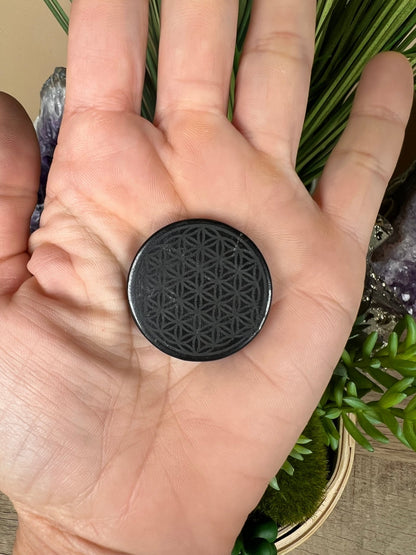Shungite Flower of Life EMF Protection Sticker - Purple Door Alchemy