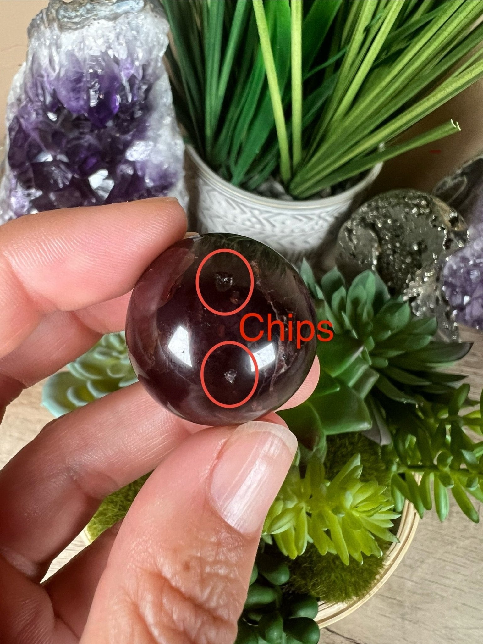 Star Garnet Sphere 26mm, 1 in - Purple Door Alchemy