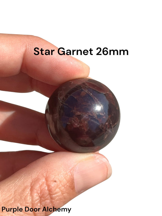 Star Garnet Sphere 26mm, 1 in - Purple Door Alchemy