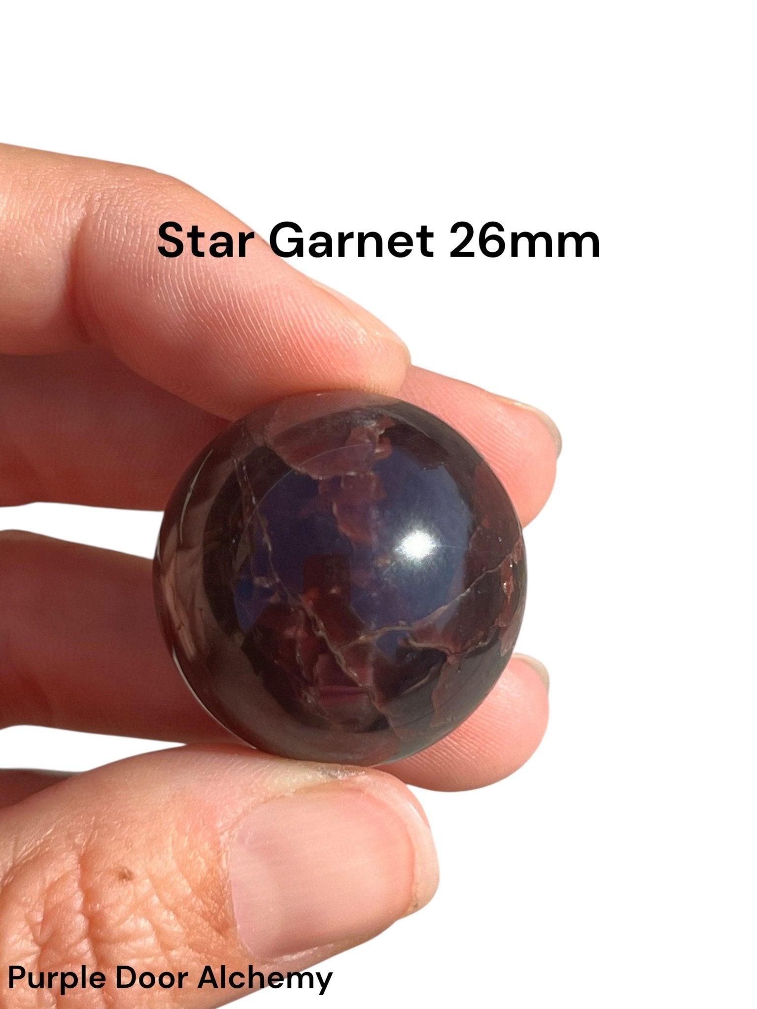 Star Garnet Sphere 26mm, 1 in - Purple Door Alchemy