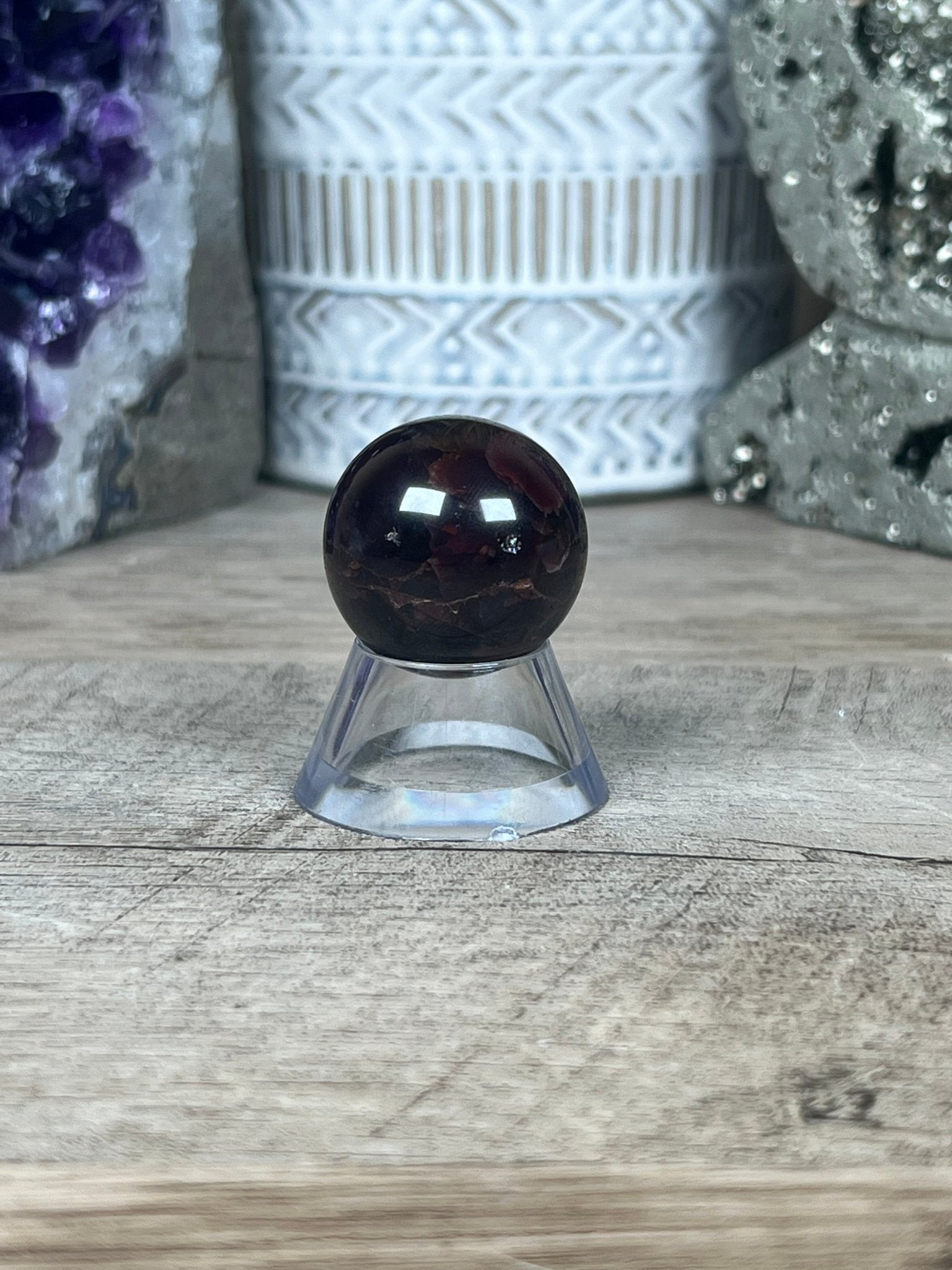 Star Garnet Sphere 26mm, 1 in - Purple Door Alchemy