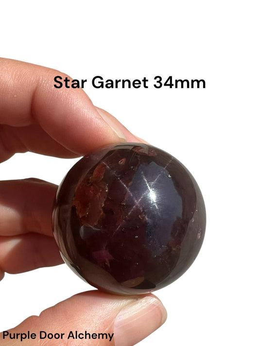 Star Garnet Sphere 34mm, 1.33 in - Purple Door Alchemy