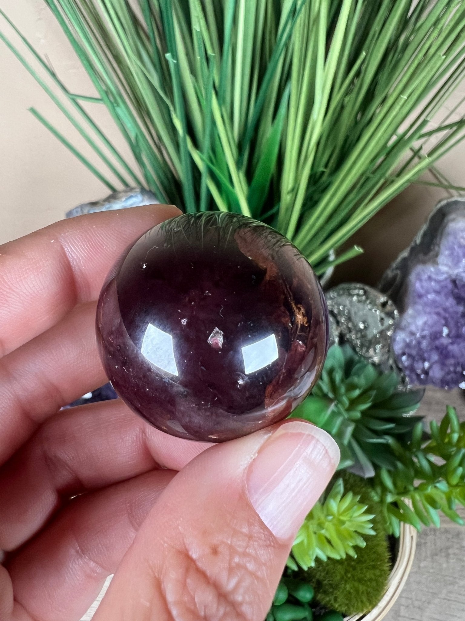 Star Garnet Sphere 34mm, 1.33 in - Purple Door Alchemy