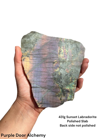 Sunset Labradorite Polished Slab 431g - Purple Door Alchemy