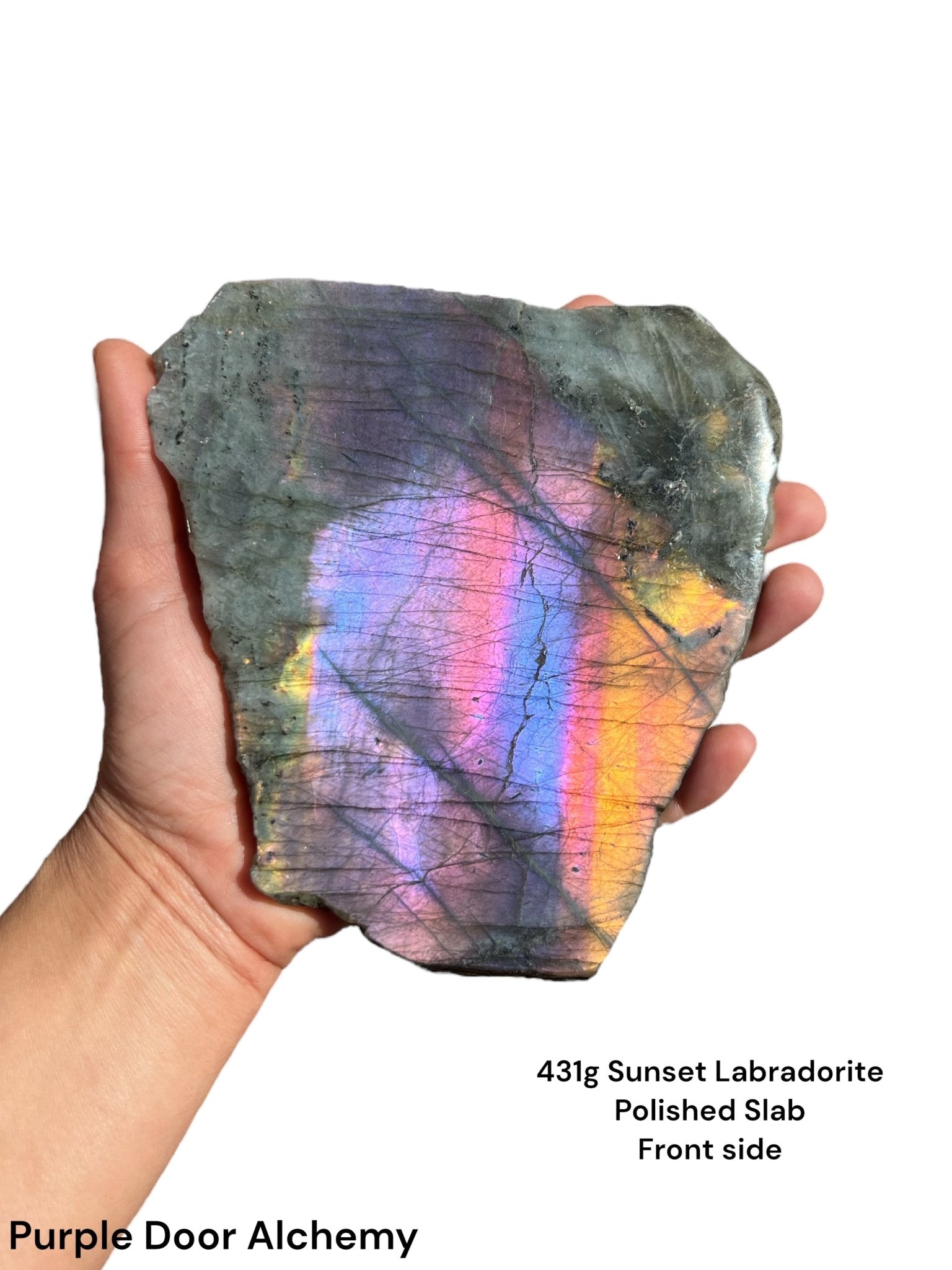 Sunset Labradorite Polished Slab 431g - Purple Door Alchemy
