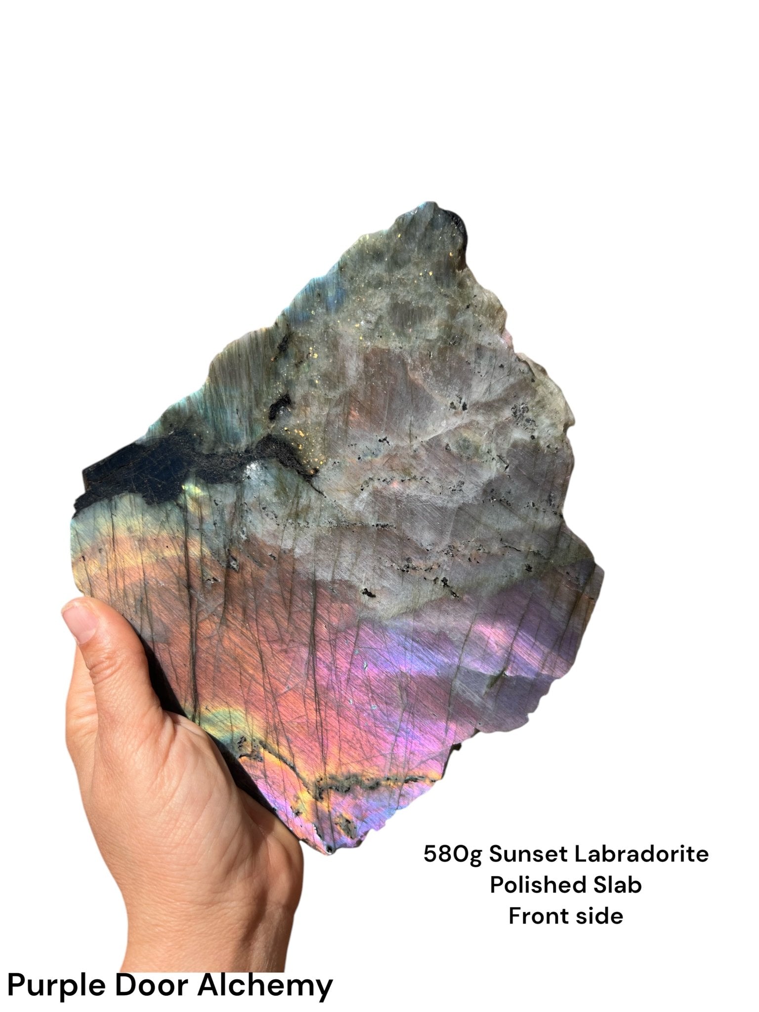 Sunset Labradorite Polished Slab 580g - Purple Door Alchemy