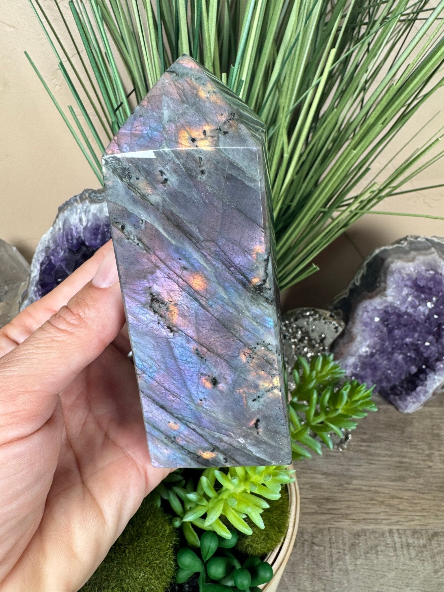 Sunset Labradorite Tower 4.8in - Purple Door Alchemy