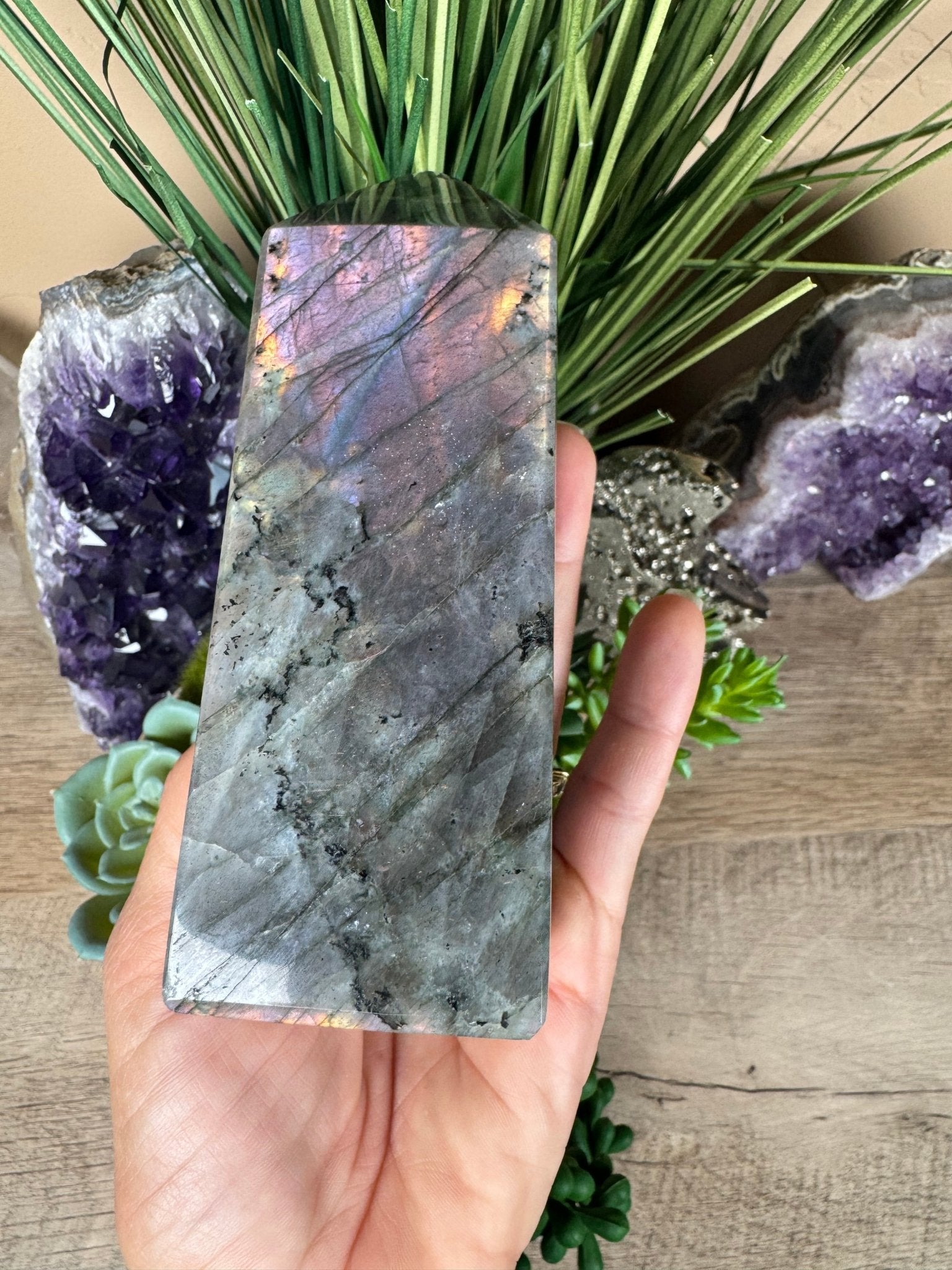 Sunset Labradorite Tower 4.8in - Purple Door Alchemy