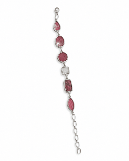 Thulite and Rainbow Moonstone Bracelet - Purple Door Alchemy