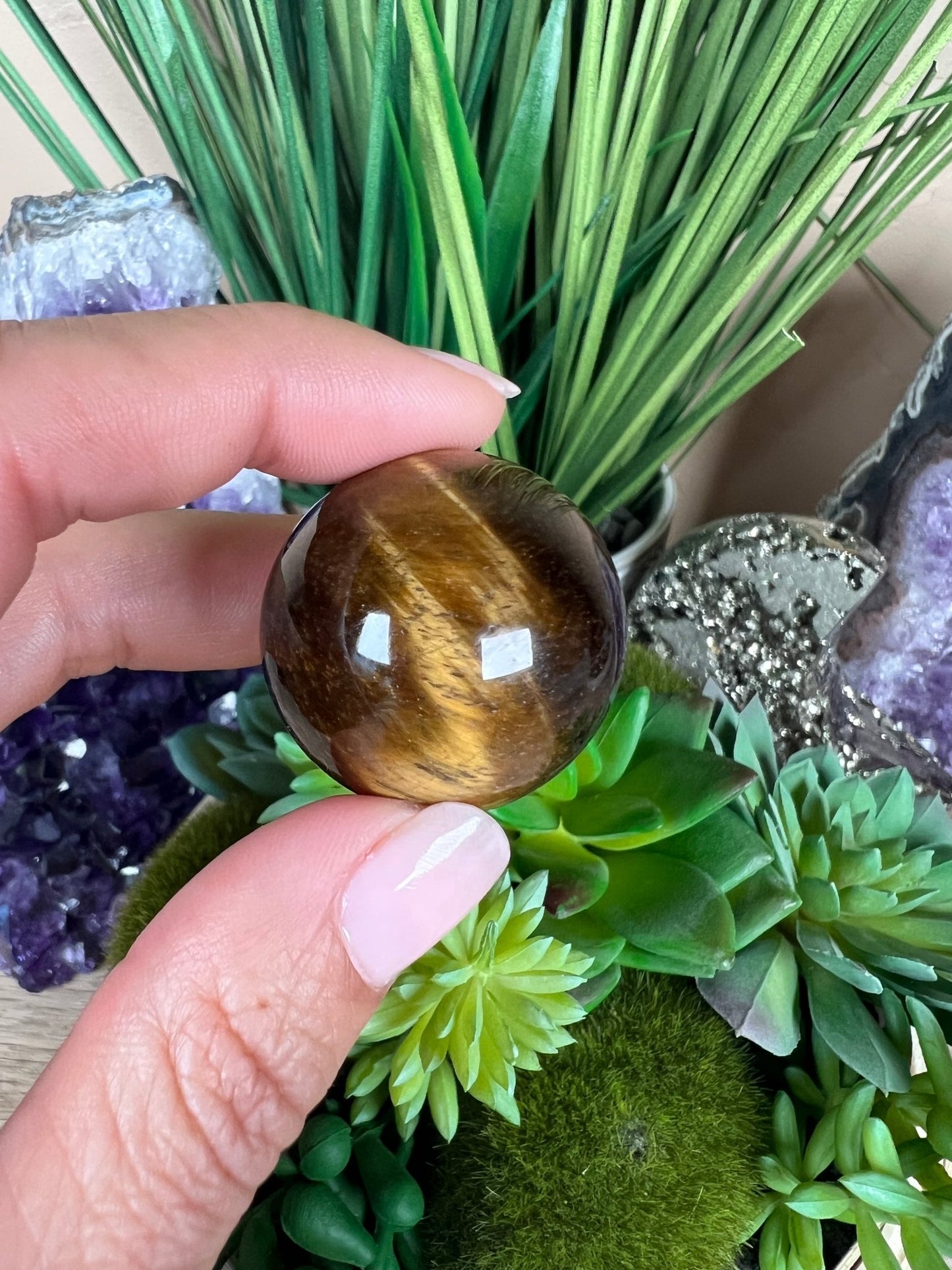 Tigers Eye Spheres 30mm - Purple Door Alchemy