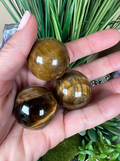 Tigers Eye Spheres 30mm - Purple Door Alchemy