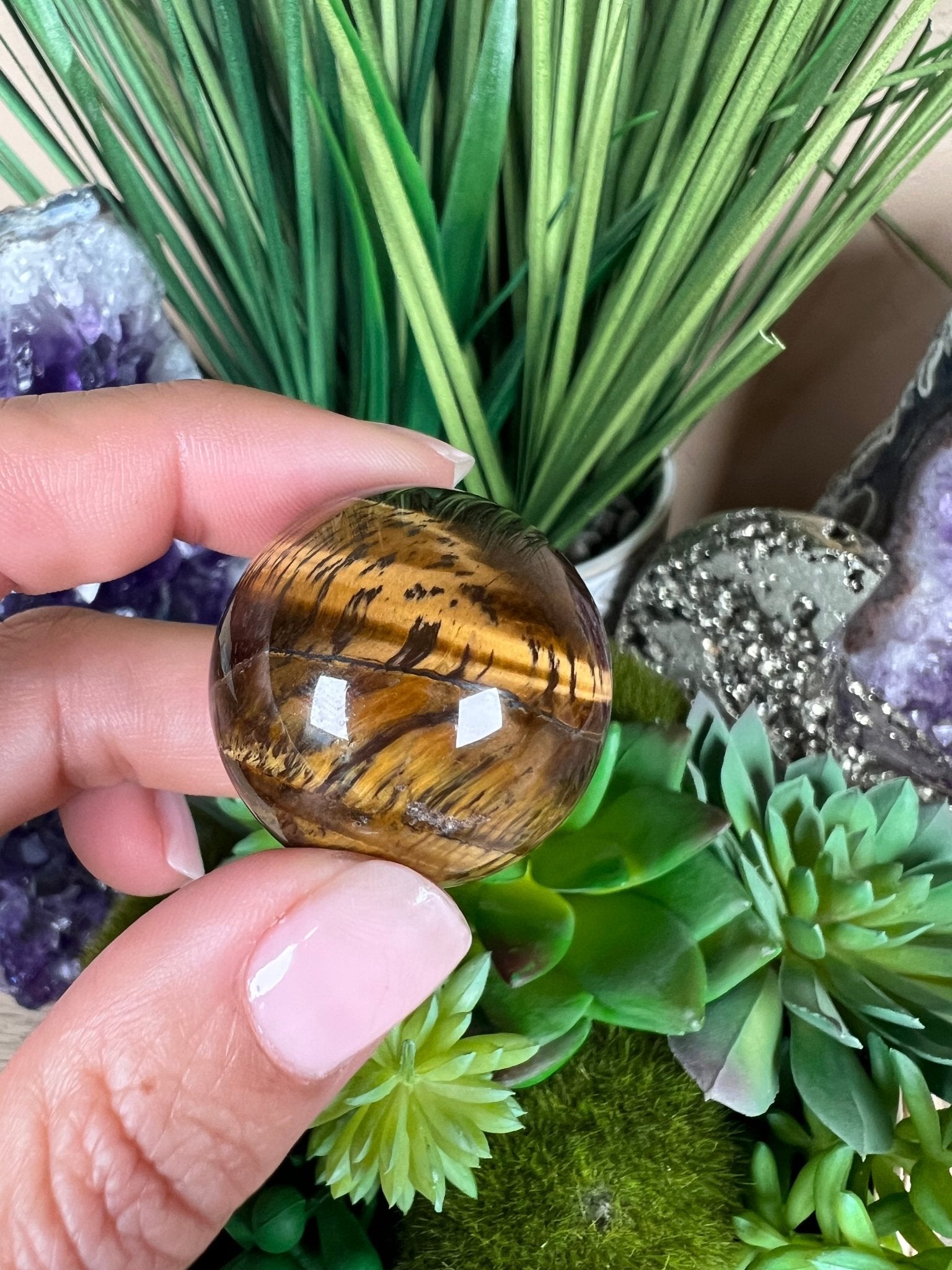 Tigers Eye Spheres 30mm - Purple Door Alchemy