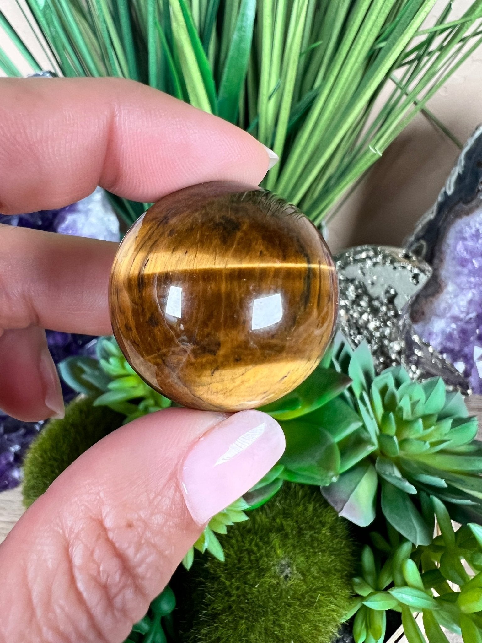 Tigers Eye Spheres 30mm - Purple Door Alchemy