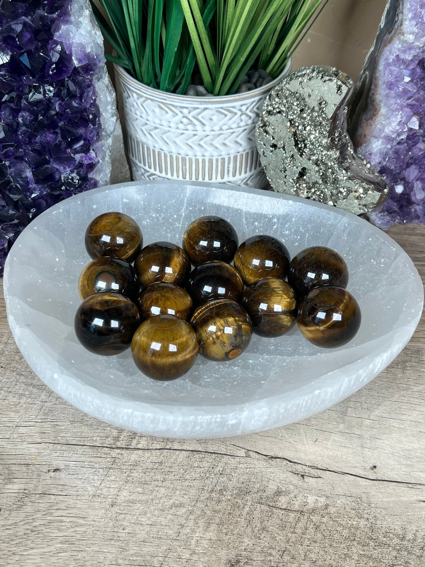 Tigers Eye Spheres 30mm - Purple Door Alchemy