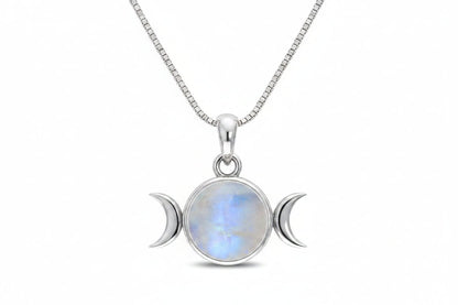 Triple Moon Rainbow Moonstone Necklace - Purple Door Alchemy