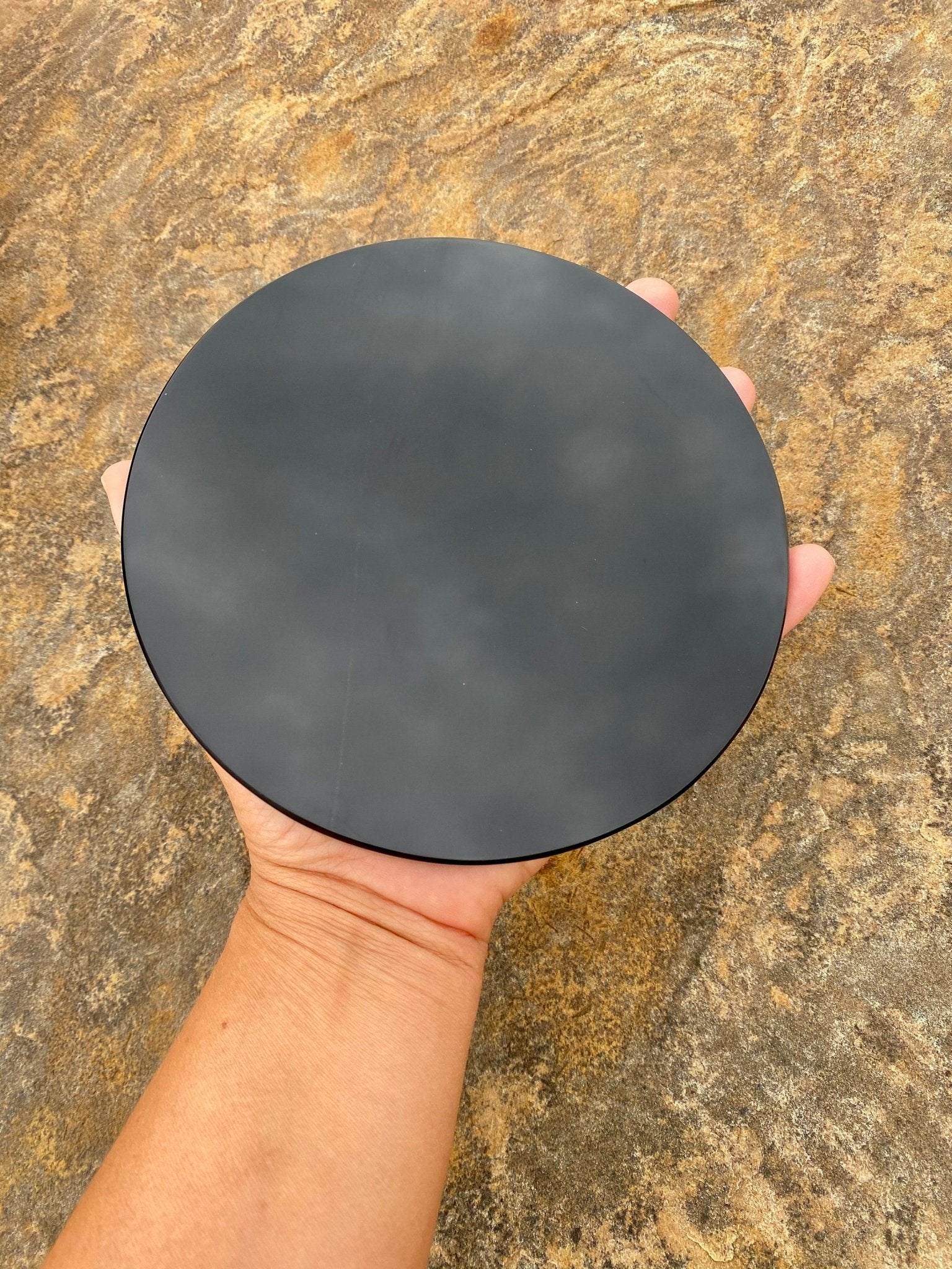 8 inch Obsidian Scrying Mirror with Stand - Purple Door Alchemy