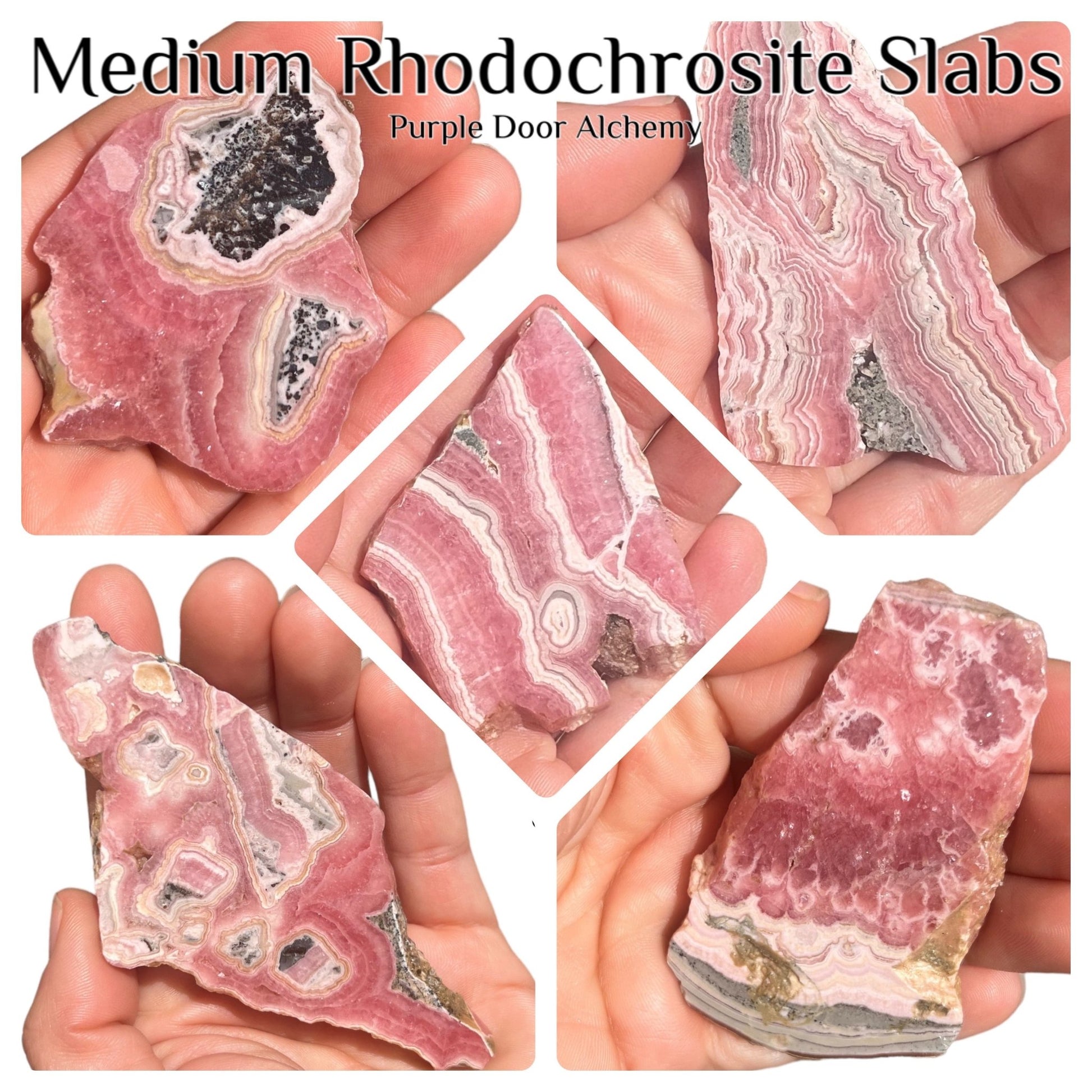 Medium Rhodochrosite Slabs - Purple Door Alchemy