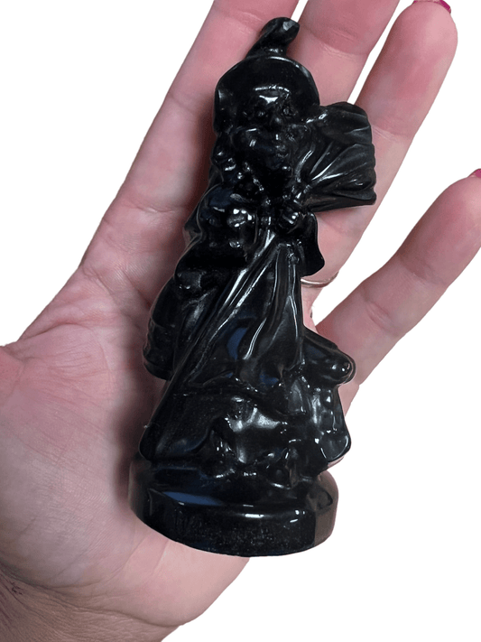 Obsidian Witch Carving - Purple Door Alchemy