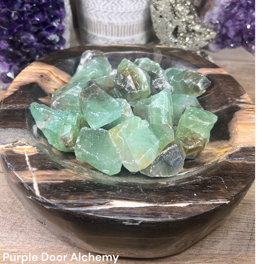 Raw Green Calcite - Purple Door Alchemy